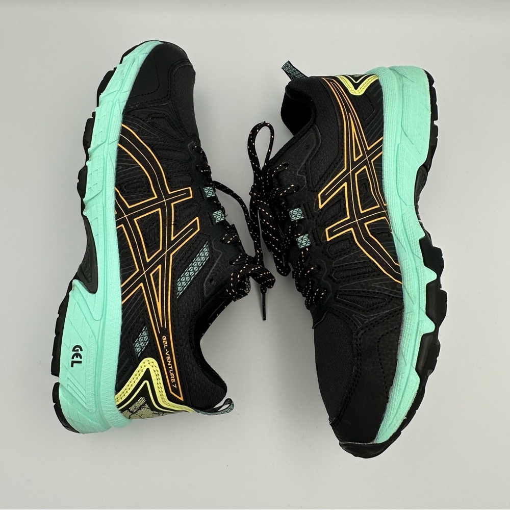 ASICS Gel Ventura-7 Women's Size 7 US Mesh Black Green Running Shoes 1012A476 - Picture 5 of 12